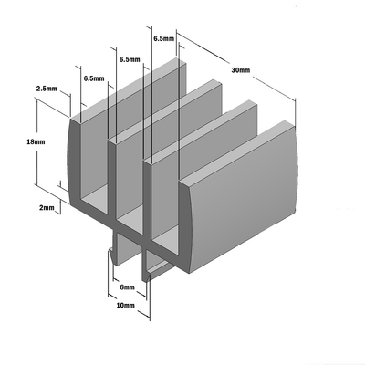 61-270-0 MODULAR SOLUTIONS DOOR PART 3 CHANNEL GUIDE PROFILE GRAY, 2M
